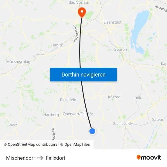 Mischendorf to Felixdorf map