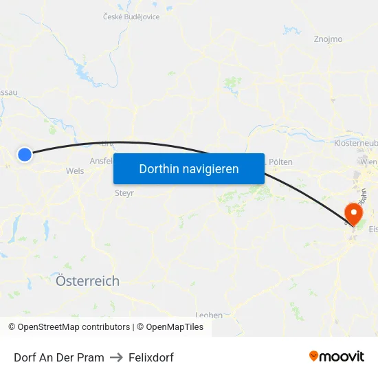 Dorf An Der Pram to Felixdorf map