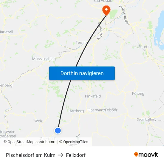 Pischelsdorf am Kulm to Felixdorf map