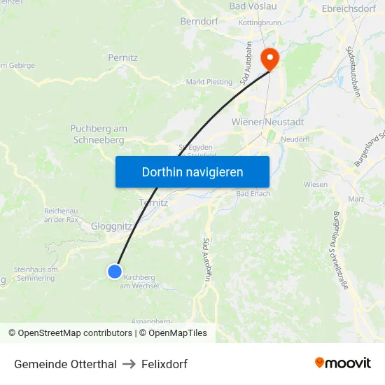 Gemeinde Otterthal to Felixdorf map