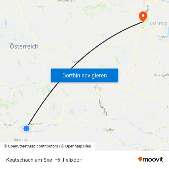 Keutschach am See to Felixdorf map