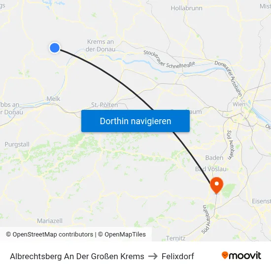 Albrechtsberg An Der Großen Krems to Felixdorf map