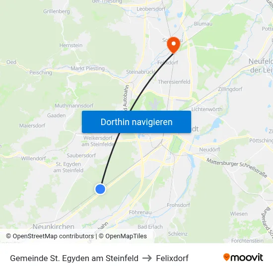 Gemeinde St. Egyden am Steinfeld to Felixdorf map