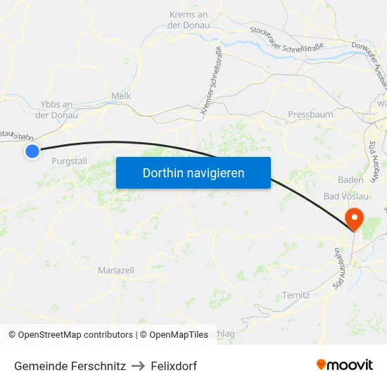 Gemeinde Ferschnitz to Felixdorf map