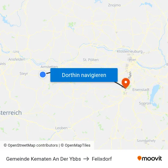 Gemeinde Kematen An Der Ybbs to Felixdorf map