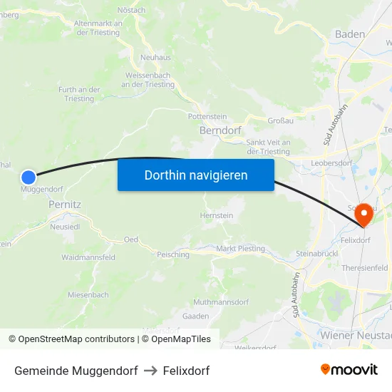 Gemeinde Muggendorf to Felixdorf map