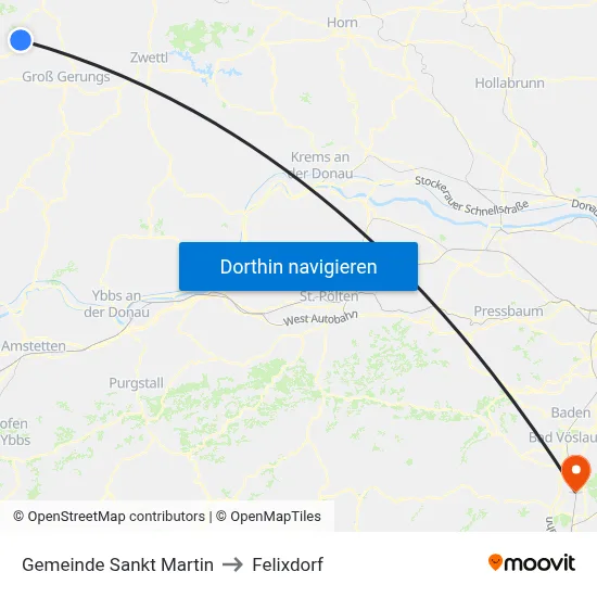 Gemeinde Sankt Martin to Felixdorf map
