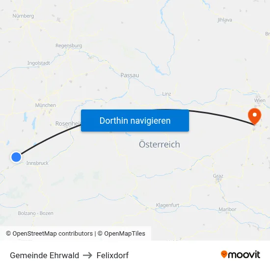 Gemeinde Ehrwald to Felixdorf map