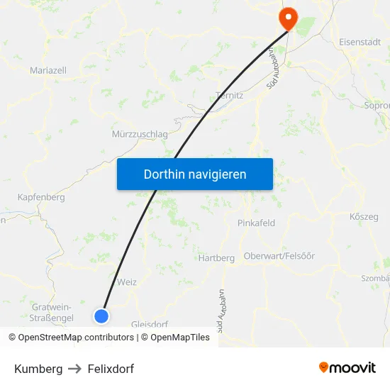 Kumberg to Felixdorf map