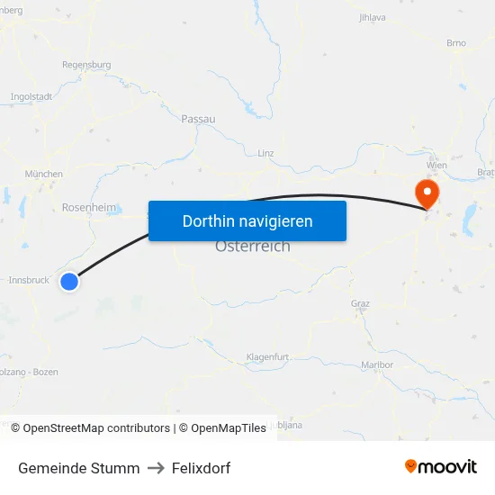 Gemeinde Stumm to Felixdorf map