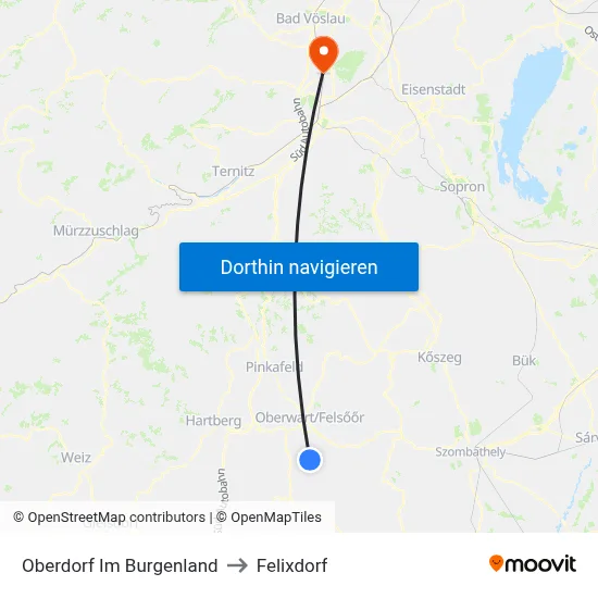 Oberdorf Im Burgenland to Felixdorf map