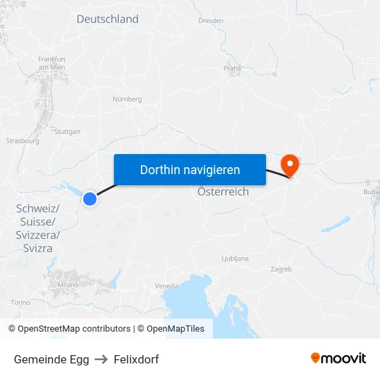 Gemeinde Egg to Felixdorf map