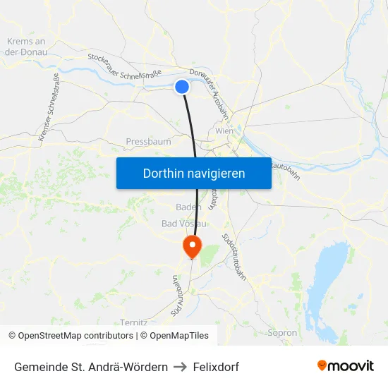 Gemeinde St. Andrä-Wördern to Felixdorf map