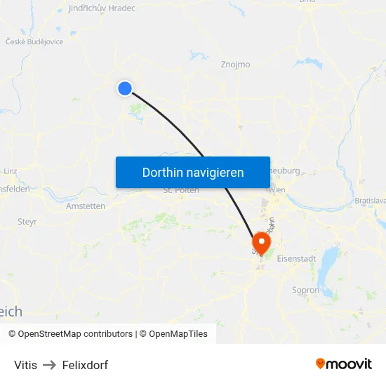 Vitis to Felixdorf map