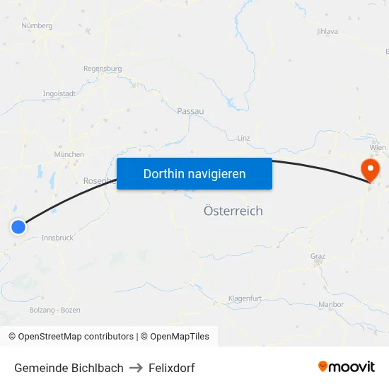 Gemeinde Bichlbach to Felixdorf map