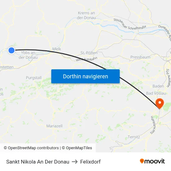 Sankt Nikola An Der Donau to Felixdorf map