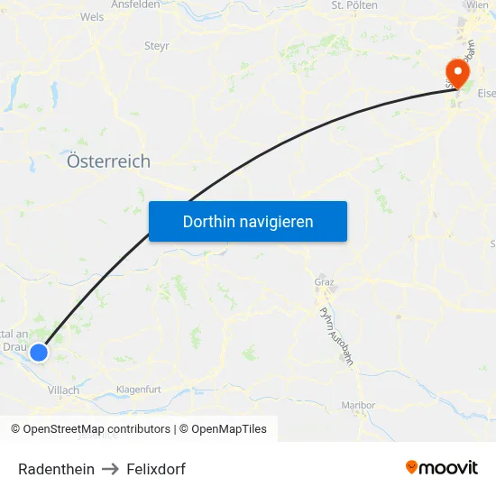 Radenthein to Felixdorf map