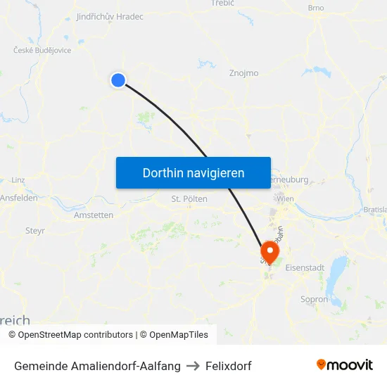 Gemeinde Amaliendorf-Aalfang to Felixdorf map