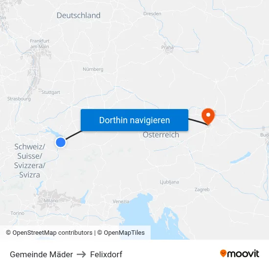 Gemeinde Mäder to Felixdorf map