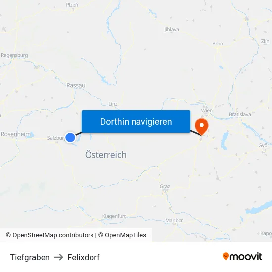 Tiefgraben to Felixdorf map