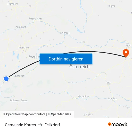 Gemeinde Karres to Felixdorf map