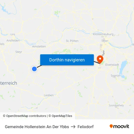 Gemeinde Hollenstein An Der Ybbs to Felixdorf map