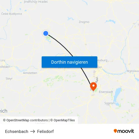 Echsenbach to Felixdorf map