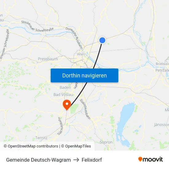 Gemeinde Deutsch-Wagram to Felixdorf map