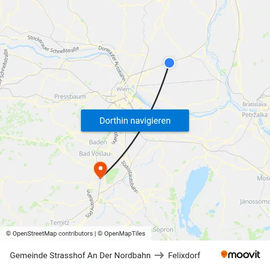 Gemeinde Strasshof An Der Nordbahn to Felixdorf map