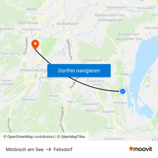 Mörbisch am See to Felixdorf map