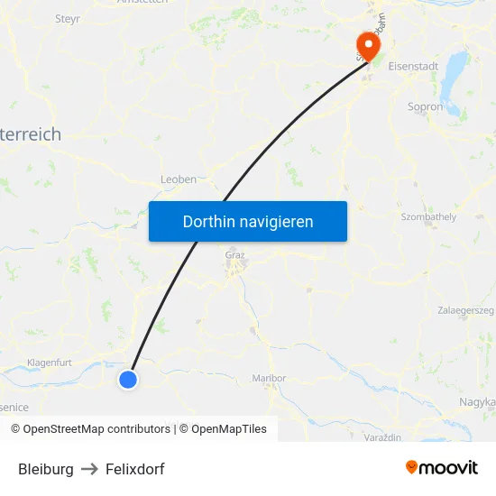 Bleiburg to Felixdorf map