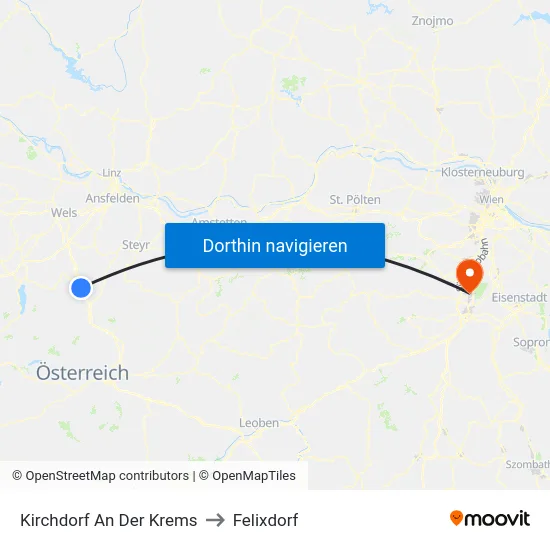 Kirchdorf An Der Krems to Felixdorf map
