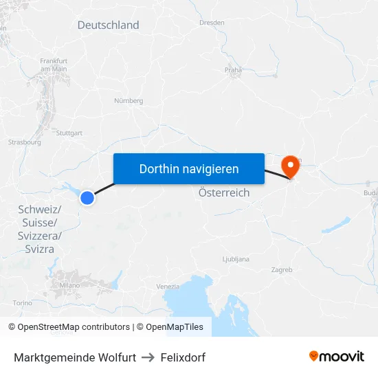 Marktgemeinde Wolfurt to Felixdorf map