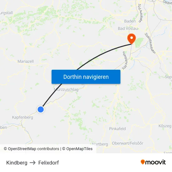 Kindberg to Felixdorf map