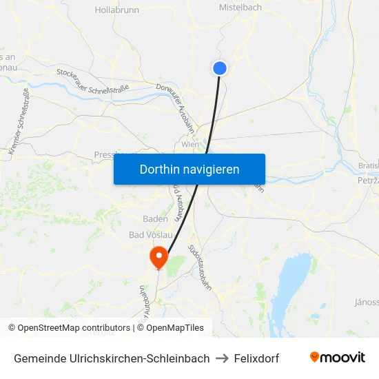 Gemeinde Ulrichskirchen-Schleinbach to Felixdorf map