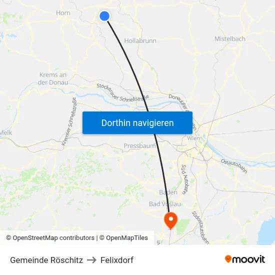 Gemeinde Röschitz to Felixdorf map