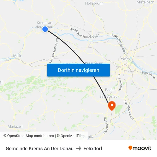 Gemeinde Krems An Der Donau to Felixdorf map