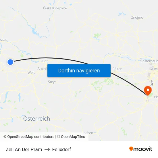 Zell An Der Pram to Felixdorf map