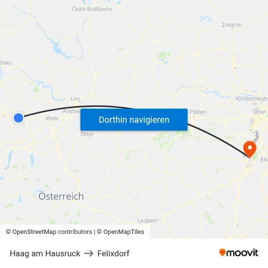 Haag am Hausruck to Felixdorf map