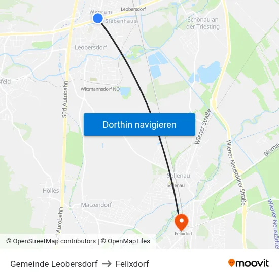 Gemeinde Leobersdorf to Felixdorf map