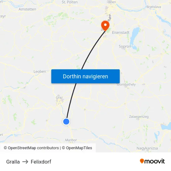 Gralla to Felixdorf map