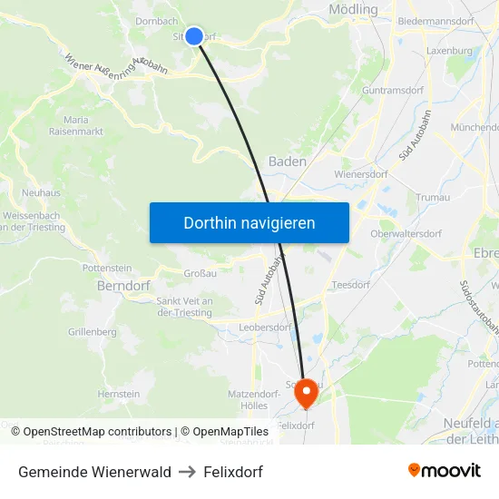 Gemeinde Wienerwald to Felixdorf map