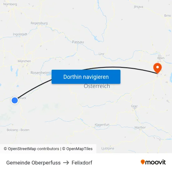Gemeinde Oberperfuss to Felixdorf map