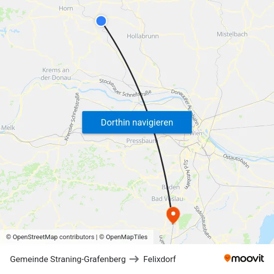 Gemeinde Straning-Grafenberg to Felixdorf map