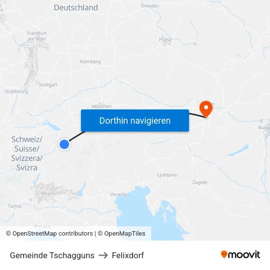 Gemeinde Tschagguns to Felixdorf map