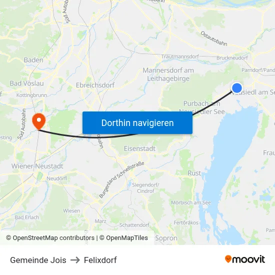 Gemeinde Jois to Felixdorf map