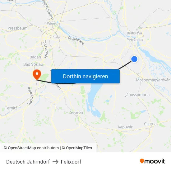 Deutsch Jahrndorf to Felixdorf map