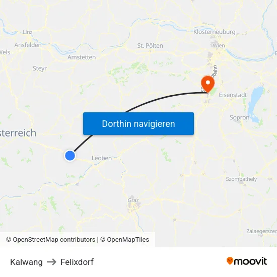 Kalwang to Felixdorf map
