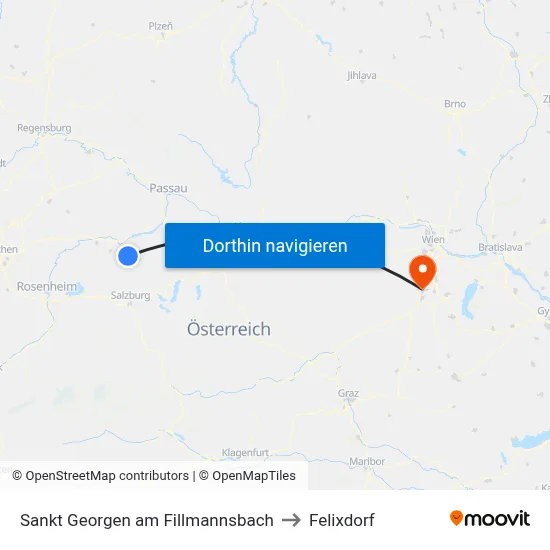 Sankt Georgen am Fillmannsbach to Felixdorf map