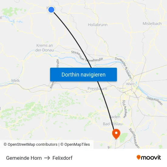 Gemeinde Horn to Felixdorf map